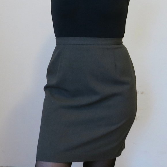 🌼 Vintage olive green high waist pencil skirt - Picture 1 of 4